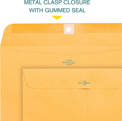EnDoc 10 x 15 Clasp Envelopes - 10 Pack Brown Kraft Catalog Mailing Gummed Seal Envelope - 28lb Heavyweight 10x15 Inches Manila Envelopes for Home...