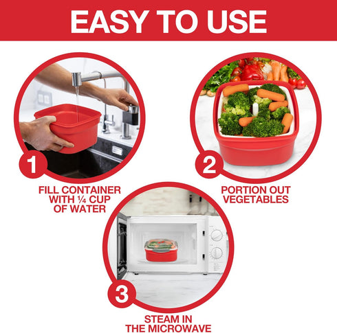 Microwave Cookware Steamer- 3 Piece Microwave Cooker w Food Container, Removable Strainer and Locking Steam Vent Lid- BPA Free, Fridge and Freezer...