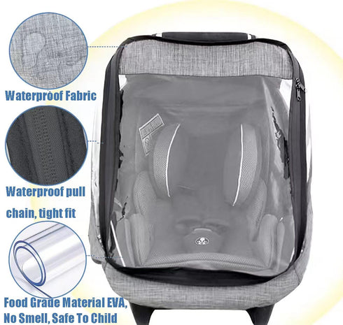 Car Seat Rain Cover,Infant Car Seat Weather Shield,Waterproof,Windproof Protection,Protect from Dust Snow,Rain Cover Features Quick-Access Zipper ...