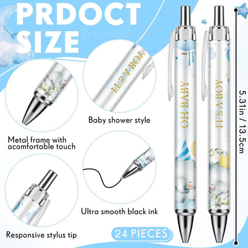 24 Pcs Baby Shower Ballpoint Pens Favors Bulk Retractable Ballpoint Pen Black Ink with Baby Shower Gifts for Guests School Supply(Blue Elephant)...