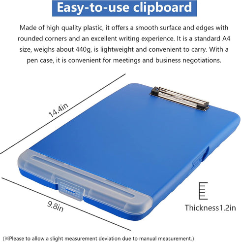 Clipboard a4 Clip File A4 Binder Storage Nursing Clipboard,Heavy Duty Plastic Storage Clipboard with Low Profile Clip,Nursing Clipboard Folder Sid...