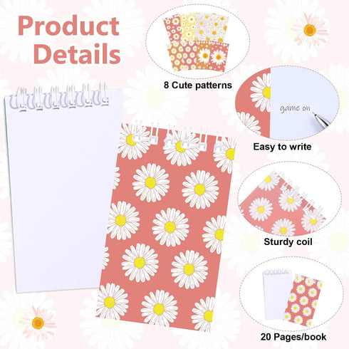 24 Pcs Groovy Hippie Notebook Groovy Retro Hippie Boho Spiral Mini Notepad Groovy Party Pocket Notebook for Kid Hippie Boho Groovy Daisy Flower Bi...
