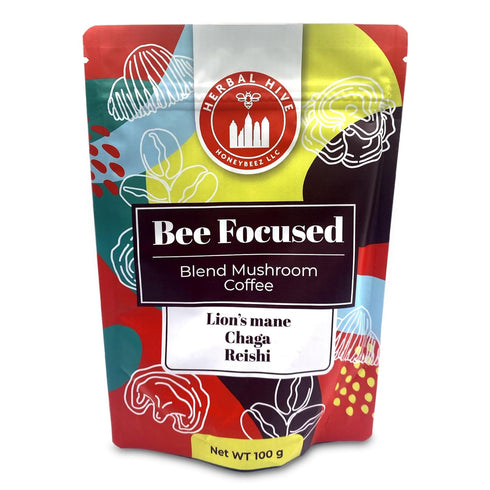 Mushroom Coffee by Herbal Hive Bee Focused Includes Adaptogens Reishi, Lion's Mane, and Chaga Superfood Low Acid Instant 30 Servings (3.5 oz, Dark...