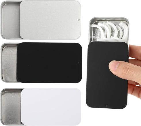 Qianyu 3 Pcs Portable Dental Floss Case Sliding Compact Dental Pick Organizer Box Refillable Metal Glide Flosser Dispenser Floss Holder for Travel...