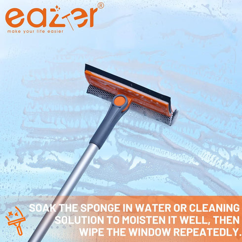 eazer Window Cleaning Squeegee Kit, 2-in-1 Rotatable Squeegee for Window Cleaning, Window Cleaner Tool, Window Washing Equipment Kit with Extensio...