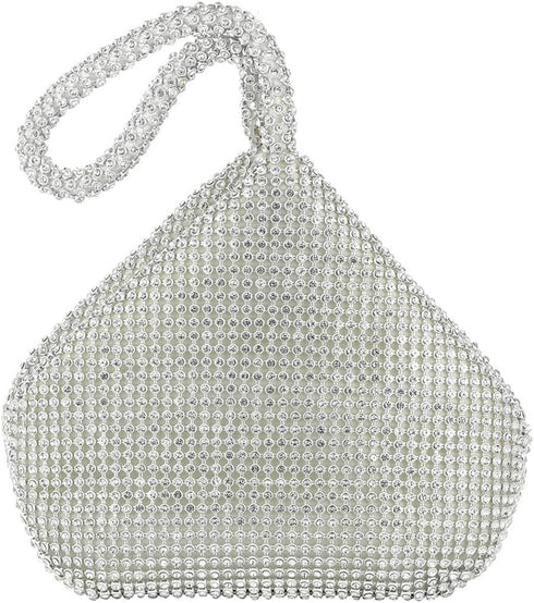 Vgift Upgraded Medium Rhinestone Wrist Purse, Women Bling Evening Bag Sparkly Clutch for Prom Night Out Cocktail...