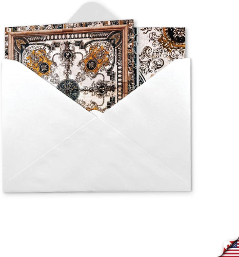 The Best Card Company - 1 Blank All Occasion Card (4.8 x 6.6 Inch) - Vintage Notecard with Envelope - Classic Antique Tiles CQ6278GOCB...
