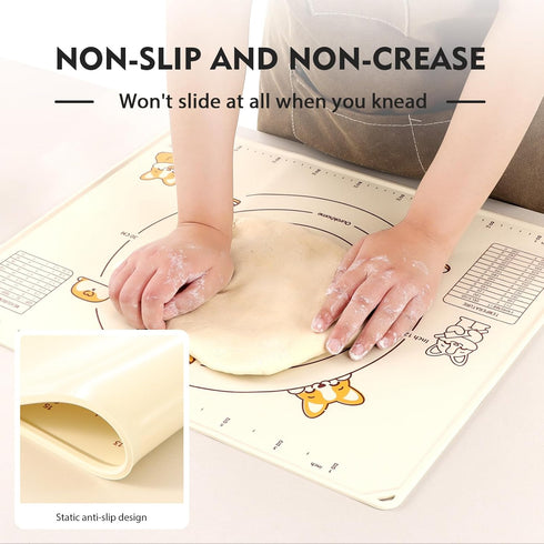 Ourokhome Silicone Baking Mat with Dough Cutter, 20'' X 16" Extra Thick Kneading Rolling mat with Measurement and Conversion Chart for Pastry, Pas...