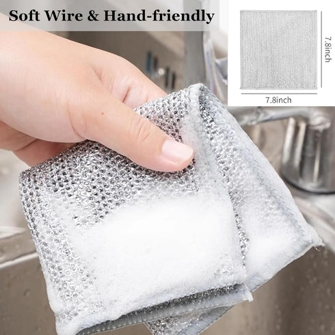 Multipurpose Non-Scratch Wire Dishcloth, Reusable Wire Dish Towel for Wet and Dry Wire Dishcloth for Dishes Sinks Counters Tops of Stoves, 2024 Ne...