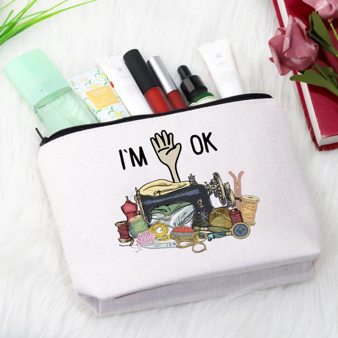 GJTIM Quilting Themed Gift Sewing Gift Sewing Storage Bag Stitching Makeup Bag For Quilters Seamstress Tailors Sewing Lovers (OK Sewing Bag)...