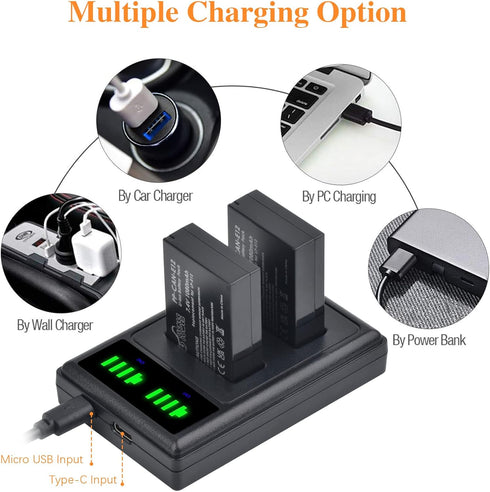 Pickle Power LP-E12 Battery and LED Dual USB Charger for Canon PowerShot SX70 HS, EOS M M2 M10 M50 M100 M200, M50 Mark II, Rebel SL1 Digital Camer...