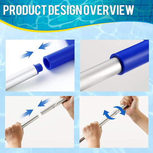 Pool Net - Pool Skimmer Net with 5 Section Adjustable Telescopic Aluminum Pole?22.21''- 67.59'', Skimmer Net with Fine Mesh Net, Pool Leaf Net...