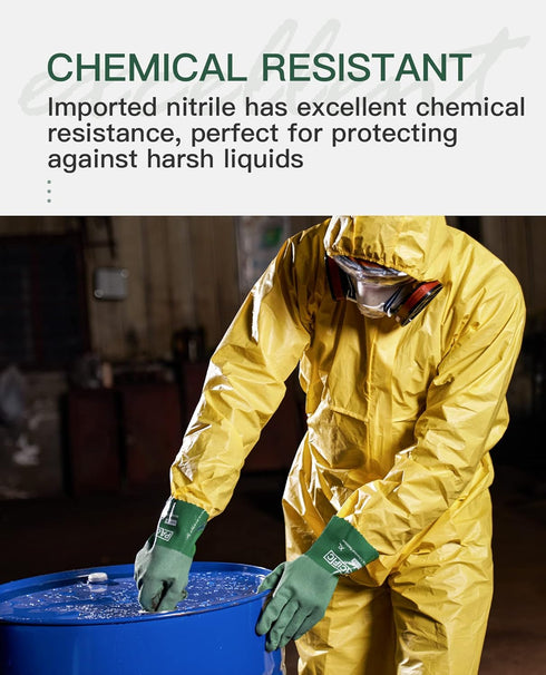 PACIFIC PPE 3 Pairs Nitrile Chemical Resistant Gloves, Chemical Gloves, Heavy Duty Industrial Safety Work Gloves, Resist Acid, Alkali, Solvent, Oi...
