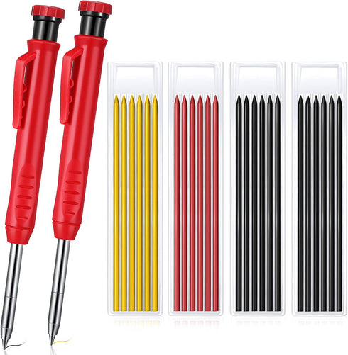 Patelai Mechanical Carpenter Pencils, Construction Pencils Set, Solid Refill Long Nose Deep Hole Woodworking Pencil Markers with Sharpener for Con...