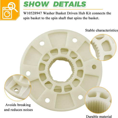 2023 Upgraded W10396887 W10528947 Basket Driven hub kit by Techecook - Replacement for Whirlpool Kenmore Maytag Washer - Replaces W10396887 AP5665171 W10528947VP PS6012095