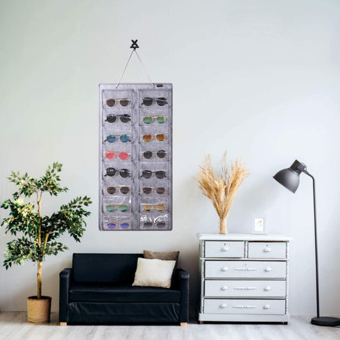 Sunglasses Organizer Storage - 16 Slots Glasses Storage Wall Pocket Display Hanging on Door, Eyewear Display, Dust-Proof...