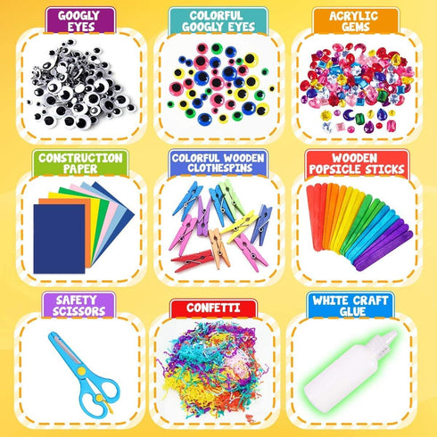 FUNZBO Arts and Crafts Supplies for Kids - Kids Craft Kit with Art Supplies & Craft Supplies, Preschool Learning Activities, Crafts for Kids, DIY ...