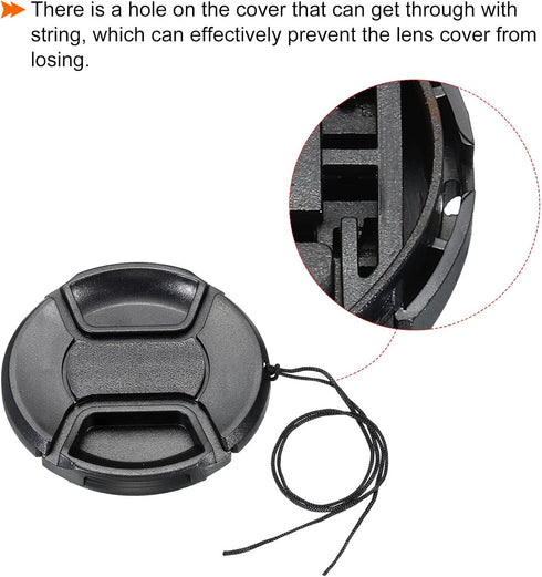 PATIKIL Camera Lens Cap, 2 Pack Center Pinch Front Lens Cover with Cap String/Microfiber Cloth for 40.5mm Thread Universal DSLR Lenses for Nikon, ...