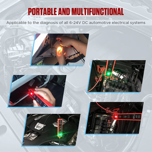 Power Circuit Probe Tester 6V-24V DC Test Light Automotive Short Circuit Finder 12V Auto Electrical Tester Kit 12 Volt Car Fuse Tester Tool Compon...