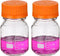 PATIKIL 2 Pack Reagent Media Storage Bottles, 100ml Borosilicate Glass Graduated Round Bottles with Orange GL32 Screw Cap for Lab Water Reagent Li...
