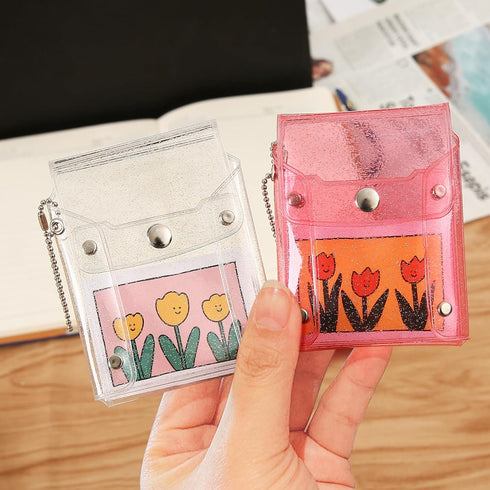 Lipstick Case Keychain, 2Pc Vertical Clear Lipstick Pouch Organizer for Purse, Waterproof Coin Purse Mini Storage Purse for Small Items (Clear+Pin...