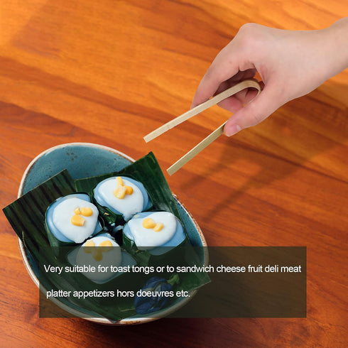 LUTER 20pcs 5.9inch Wooden Tongs, Disposable Cooking Utensils Mini Bamboo Tongs Natural Toast Tong for Cooking Picking up...