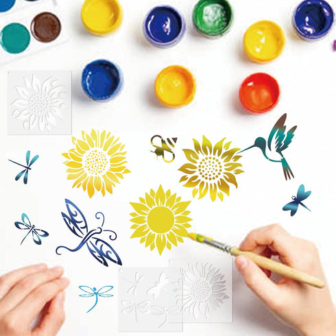 15 Pcs Sunflower Bee Stencils Butterfly Dragonfly Birds Stencil Spring Nature Templates DIY Craft Stencils for Painting on Wood Wall Canvas Rock C...