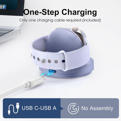 Portable Magnetic Charging Dock for Apple Watch, Wireless Fast Watch Charger Stand with Charging Cable, Support Nightstand Mode, Compatible with A...
