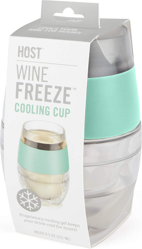 Host Cooling Cup, Set of 1 Double Wall Insulated Freezable Drink Chilling Tumbler with Freezing Gel, Glasses for Red and White Wine, 8.5 oz, Mint ...