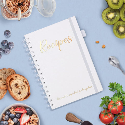 JUBTIC Recipe Book to Write in Your Own Recipes,Sprial Hardcover Personal Blank Recipe Book, Make Your Own Family Cookbook with Gold Foil Stickers...