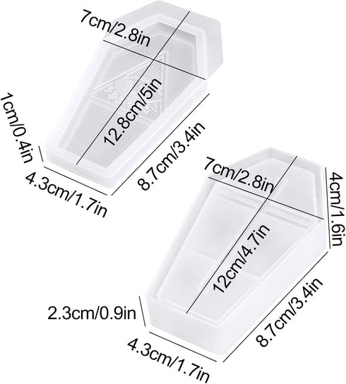 NiArt Epoxy Resin Soft Silicone Molds DIY Casting Halloween Coffin Trinket Box (4 Lids+1 Base) Handmade Art Craft Jewelry Storage Casket Container...