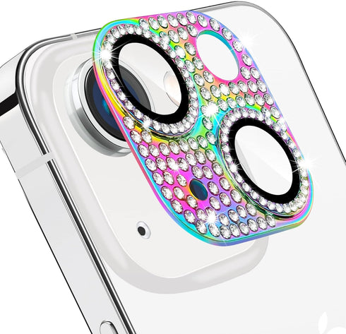 for iPhone 14 and iPhone 14 Plus Camera Lens Protector, Bling 3D Rhinestone Sparkle Diamond 9H Tempered Glass Camera Cover Anti Scratch Shockproof...