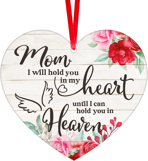 FaCraft Mom Memorial Christmas Ornaments - 3" Mom Christmas Tree in Heaven Ornaments Memorial Gifts Sympathy Gift for Loss of Mother Condolence Gr...
