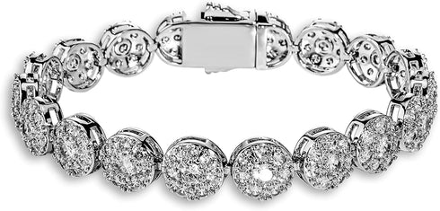 TOPGRILLZ Gold Bracelet Tennis Bracelets for Women Mens 1 Row 10mm 14K Gold Plated Iced Out Cubic Zirconia Solitaire Cluster Pulseras Para Mujer...