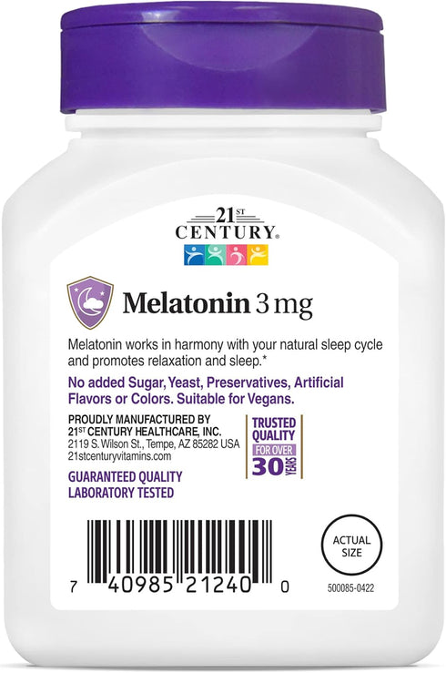 21st Century Melatonin 3 mg Tablets, 90 Count...