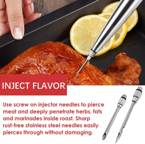 KAYCROWN Stainless Steel Turkey Baster Commercial Grade Quality Silicone Bulb Including 2 Marinade Injector Needles And Basting Brush...
