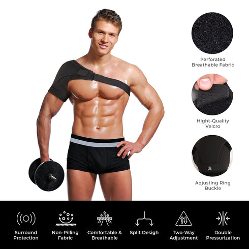 Astorn Adjustable Shoulder Brace for Rotator Cuff and AC Joint Pain Relief - Compression Sleeve for Men and Women with Ice Pack Holder...