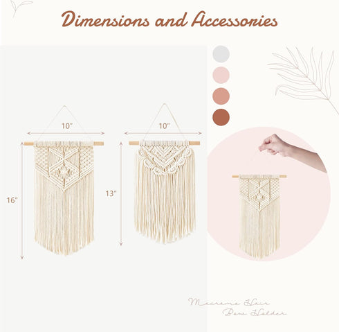 Mkono 2 Pcs Macrame Wall Hanging Boho Wall Art Decor Woven Chic Bohemian Room Decor for Bedroom Nursery Living Room Dorm Apartment, Small Size 13"...
