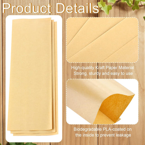 200 Pcs Kraft Paper Bags Kraft Churro Bags Grease Silverware Sleeves for Resistant Utensils Cutlery Cookies Bakery Candy Treats (Brown)...