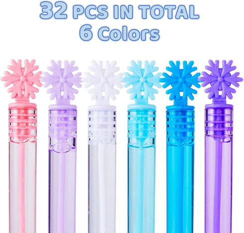 32 Pieces Frozen Bubble Wands,6 Color Mini Snowflake Bubble Wands Kids Party Favors,for Birthday Party,Theme Party,Summer Outdoor Gifts,Christmas ...