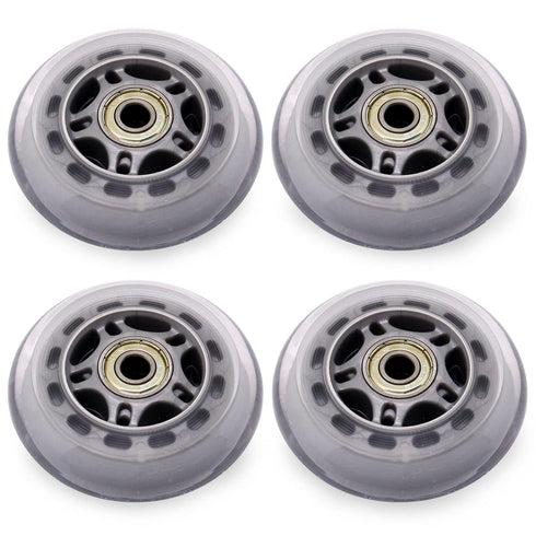 Inline Skate Wheels with Bearings, 3 Inch Roller Blade Wheels 76mm Outdoor and Indoor Clear Wheels for Office Chairs, Luggage (4 Pack,Silver)...