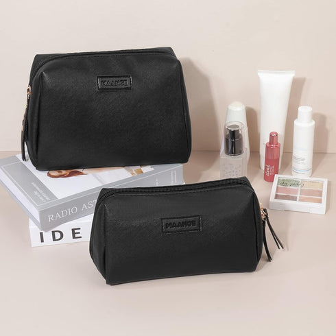 MAANGE Small Makeup Bag for Women Cosmetic Bag with Zipper Travel Makeup Bag of Soft PU Leather Cute Make Up Pouch...
