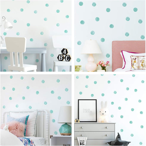 ROFARSO 120 Decals 2.2'' Cyan Polka Dots Wall Decals Stickers DIY Removable Peel & Stick Wall Art Decorations Home Decor for Nursery Bedroom Livin...