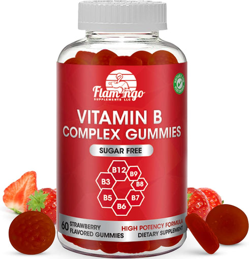 Sugar Free Vitamin B Complex Gummies - Vitamin B12, B7, B6, B3 (Niacin), B5, B8, B9 (Folate)- Third Party Tested- Prenatal, Vegan Diet, Older Adul...