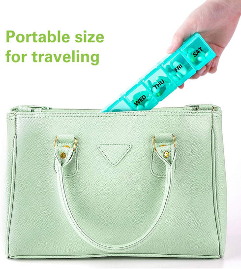 BUG HULL Weekly Pill Organizer Large 2 Packs, Extra Large Travel Pill Organizers, Pill Box 7 Day, Travel Pill Case, Medicine Pill Organizer for Vi...