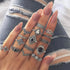 CSIYAN 9-15 Pieces Stackable Knuckle Ring Set,Boho Vintage Crystal Stacking Midi Finger Rings for Women...