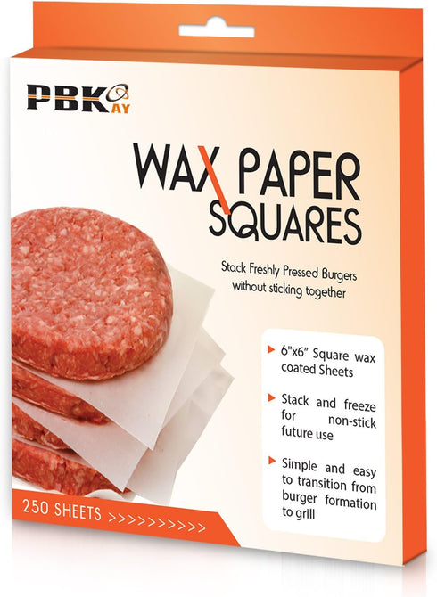 Hamburger Patty Paper Sheets, Wax Paper Squares 250 pcs 6" x 6" Non-Stick...