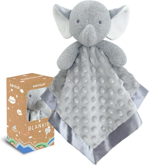 Elephant Baby Security Blanket Loveys for Babies Boys Girls, 15" Soft Baby Lovey Unisex Lovie, Baby Snuggle Toy Elephant Stuffed Animal, Grey Elep...