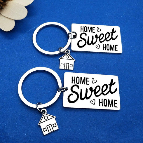 2Pcs New Home Keychain Sweet Home Gift for Couple New House Keyring Housewarming Gift for Homeowner Moving in Key Chain Real Estate Gifts from Age...