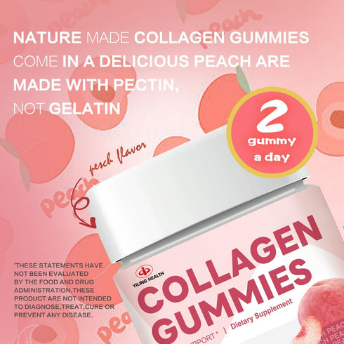 YiLing Suger Free Hydrolyzed Collagen Gummies with Vitamin C, E and Biotin & Vitamin for Women Men Healthy Skin Hair Nails, Beauty Support, Collag...